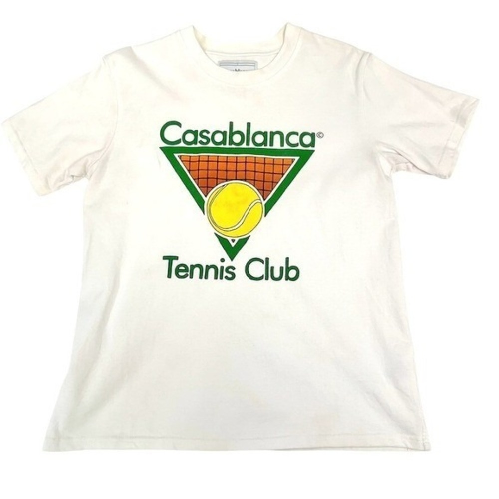 Casablanca Tennis Club Graphic Casa Icon Tee T Shirt Large White Cotton Made UK